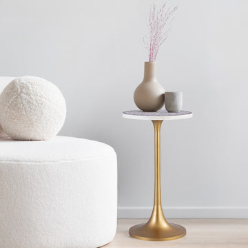 Nysha 25" Modern Bohemian Metal/Resin Inlay Top End Table